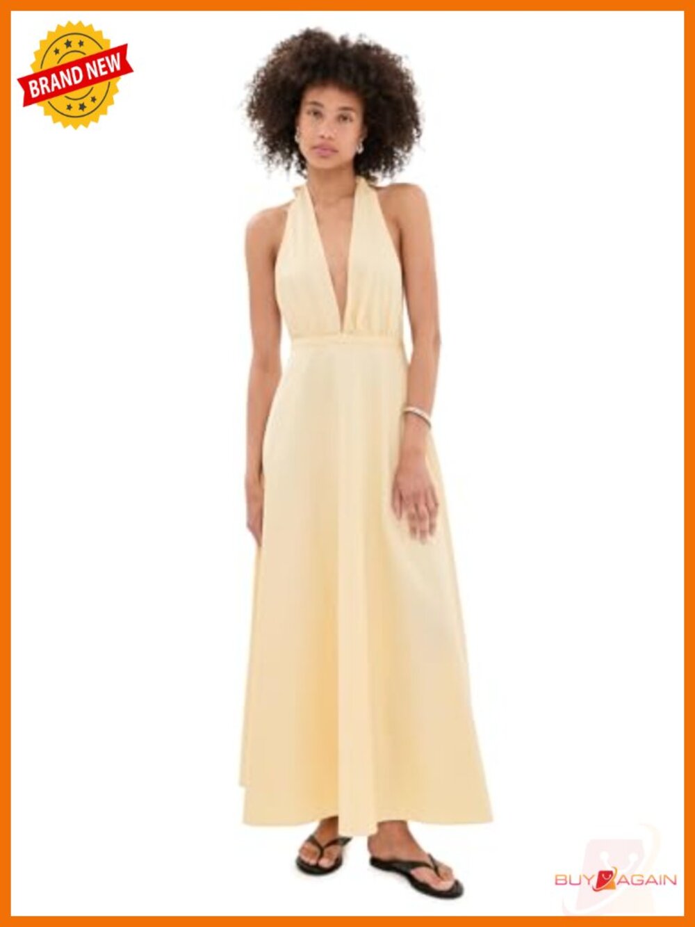 Lioness Women's Cotton Twill Halter Maxi Dress Sleeveless Backless A-Line